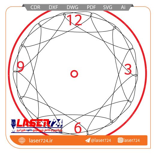 تصویر طرح لیزر ساعت دیواری مدرن #1